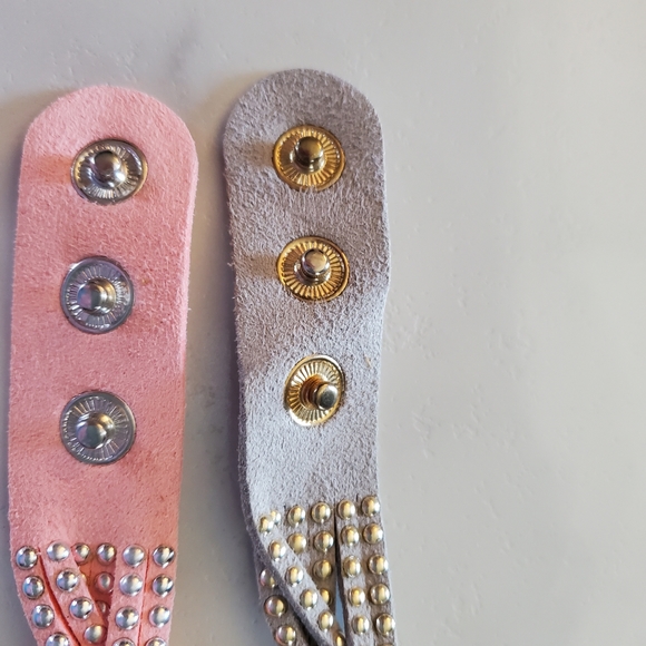 2 Multi Strand Wrap Bracelet's Pink & Gray - Picture 7 of 13